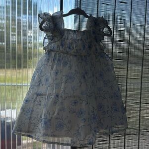 Rachel Zoe Blue and White Floral Kids Formal Dress
